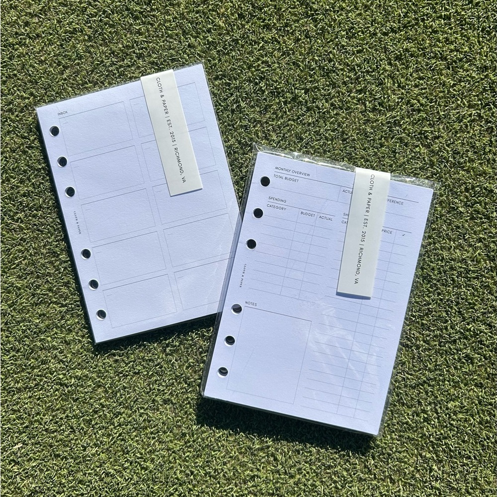 NWT Cloth & Paper A6 Financial Planning & Inbox Insert